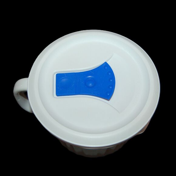 LARGE SOUP MUG FRENCH WHITE CORNINGWARE WITH HANDLE & LID STONEWARE OVEN SAFE - Picture 5 of 8